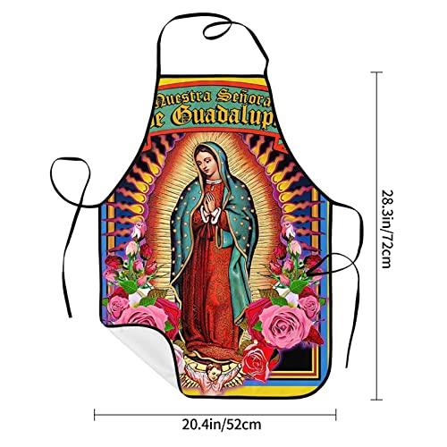 Our Lady of Guadalupe Virgin Mary Aprons for Women Men Two Pocket Chef Suitable Kitchen Creative Cooking Baking Party