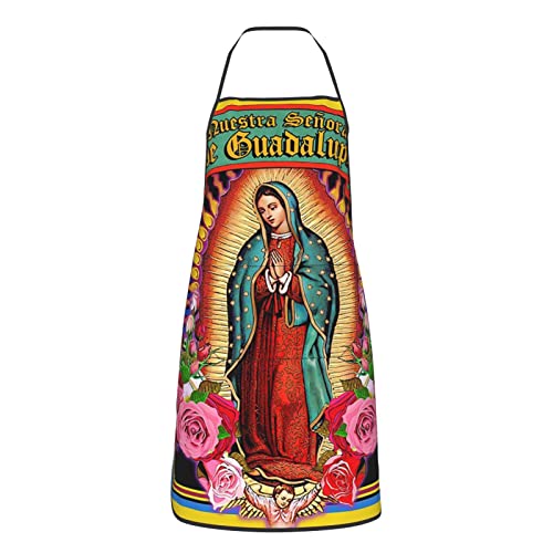 Our Lady of Guadalupe Virgin Mary Aprons for Women Men Two Pocket Chef Suitable Kitchen Creative Cooking Baking Party