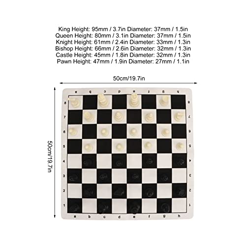 SPYMINNPOO Chess Set with Zipper Back Bag, Portable Faux Leather Black and White Checkerboard Set for Boys Girls