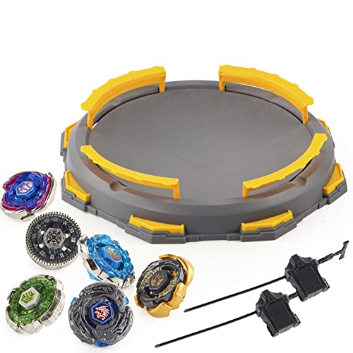 WNSULL Bey Stadium Metal Fusion Set-Battle Game with 1Stadium, 6 Battling Top Toys and 2 Launchers-Toy Gift for Boys Kids Ages 6 7 8 9 10 11 12 Years Old