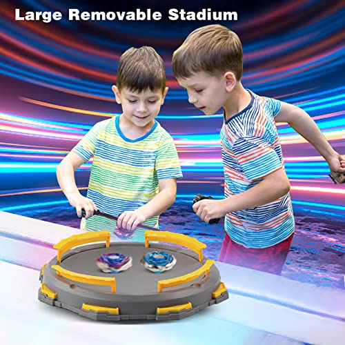 WNSULL Bey Stadium Metal Fusion Set-Battle Game with 1Stadium, 6 Battling Top Toys and 2 Launchers-Toy Gift for Boys Kids Ages 6 7 8 9 10 11 12 Years Old