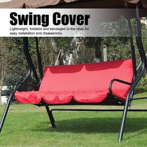 Zerone Swing Chair Cushion Cover, Garden Courtyard Outdoor Waterproof Polyester Taffeta 3 Seats Foldable Swing Chair Pad Hammock Seat Cushion Cover Gray, Black, Dark Blue, Red(Optional) (Red)