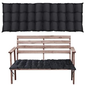 thyle 63x19 inch bench swing replacement cushions, 2-3 seater waterproof patio furniture outdoor cushions, 3 inch thicken cushion, rocking chairs long bench pad for lawn garden (black,1 pcs)