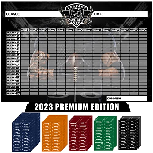 Fantasy Football Draft Board 2023 Kit - 6 Feet x 4 Feet / 5 Feet x 3 Feet Board with 14 Teams 20 Rounds & 650+ Player Sticker Labels