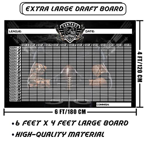 Fantasy Football Draft Board 2023 Kit - 6 Feet x 4 Feet / 5 Feet x 3 Feet Board with 14 Teams 20 Rounds & 650+ Player Sticker Labels