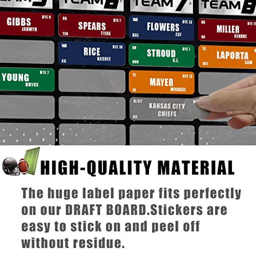 Fantasy Football Draft Board 2023 Kit - 6 Feet x 4 Feet / 5 Feet x 3 Feet Board with 14 Teams 20 Rounds & 650+ Player Sticker Labels