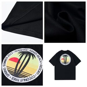 torafarugaluo Mens Oversized T Shirts Tees Summer Unisex Yacht Club Print Crew Neck Cotton Tops Casual Streetwear Shirt (as1, Alpha, m, Regular, Regular, black02)
