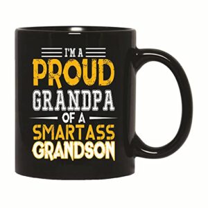 Fathers Day Gift for Proud Grandpa of Witty Smart Grandson 11oz 15oz Black Coffee Mug