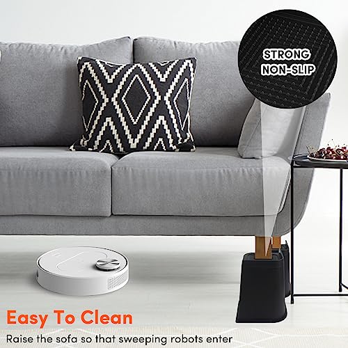 DEDU Bed Risers 8 Inch Heavy Duty 4 Pack, Furniture Risers for Sofas Oversized Supports Up to 11000 Lbs, Upgrade Couch Risers L Shape for Sofas, Couch, Desk or Chair (Black)