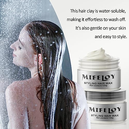 Silver White Temporary Hair Color Wax with Cape Ear Cover Gloves, Instant Natural Hairstyle Cream, Styling Pomades for Girl Women, Disposable Coloring Mud for Party Cosplay DIY Halloween,4.23oz