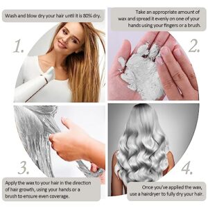 Silver White Temporary Hair Color Wax with Cape Ear Cover Gloves, Instant Natural Hairstyle Cream, Styling Pomades for Girl Women, Disposable Coloring Mud for Party Cosplay DIY Halloween,4.23oz