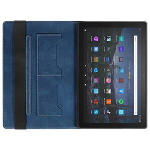 GUSARI Tablet PC case Compatible with Kindle Fire 7 Tablet Case 2022 12th PU Leather Case Protect Case Adjustable Fixing Strap Bracket Card Slot Shockproof Tablet PC Case Tablet Cover (Color : Blue)