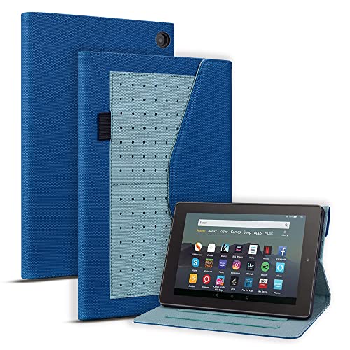 GUSARI Tablet PC case Compatible with All-New Kindle Fire 7 Tablet (7", 12th Generation, 2022 Release) Case PU & TPU Tablet Case Kickstand Tablet Case Card Slot Case Tablet Cover (Color : Blue)