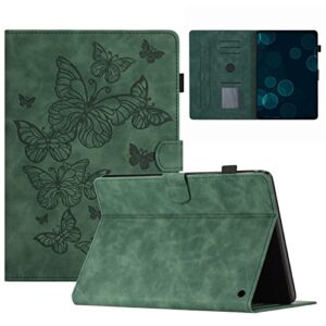 tablet pc case compatible with kindle fire 7 2022 release 7inch,vintage premium leather case folding stand folio cover protective cover with card slot/auto sleep wake tablet home ( color : green )