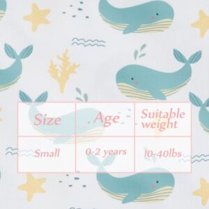 HappyFlute 3Set Swim Diapers Covers Adjustable for 0-2years Babies, Infants & Toddlers 10-40lbs Unisex Baby,2 Water Diapers+1Wet Bag (Whale)