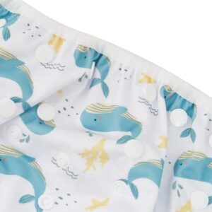 HappyFlute 3Set Swim Diapers Covers Adjustable for 0-2years Babies, Infants & Toddlers 10-40lbs Unisex Baby,2 Water Diapers+1Wet Bag (Whale)