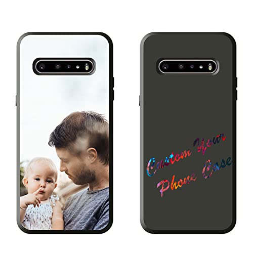 GSDMFUNNY Custom Personalized Photo Text Phone Cases for LG V60 ThinQ 5G Customize Picture Soft Protective Phone Cases Compatible with LG V60 ThinQ 5G TPU Black Case Gifts