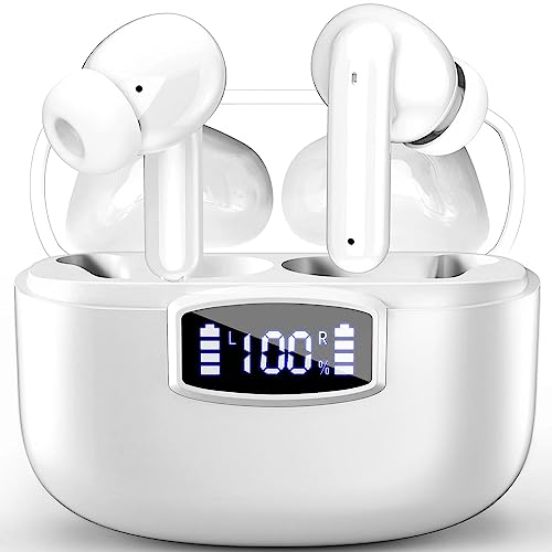 Wireless Earbuds,Bluetooth 5.3 Headphones Build in Noise Cancelling, Bluetooth Earbuds With LED Power Display, Hi-Fi Stereo, Touch Control, Waterproof/Sweatproof Wireless Headphones for iOS/Android