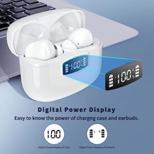 Wireless Earbuds,Bluetooth 5.3 Headphones Build in Noise Cancelling, Bluetooth Earbuds With LED Power Display, Hi-Fi Stereo, Touch Control, Waterproof/Sweatproof Wireless Headphones for iOS/Android