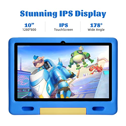 ROWT Kids Tablet, 10-Inch Tablet for Kids, 2GB+32GB Android 11 Kids Tablets with Case, WiFi, Parental Control Mode, Dual Camera, Google Services, 1-Year Warranty (Blue)