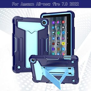 Tablet PC Case Case Compatible with Kindle Fire 7 12th Generation 7inch Case 2022,with Kickstand Three-Layer Hybrid Full Body Case Rugged Shock-Proof Fall Protection Cover Tablet home ( Color : NAVYBL
