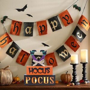 Halloween Decorations Indoor, MEETYAMOR 3-Layered Legs Block Halloween Decor, LED Halloween Lights HOCUS POCUS Sign Hocus Pocus Decorations for Home, Gothic Decor for Halloween Party Decorations