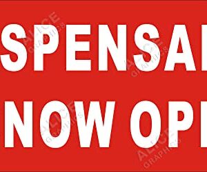 22" X 44" DISPENSARY NOW OPEN Vinyl Banner Sign (Design #4), Existing Text Change Available (Optional)