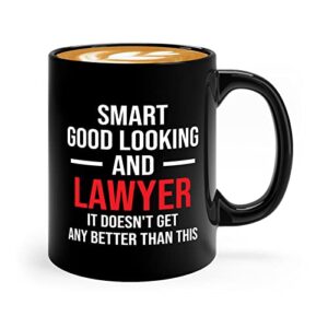 lawyer coffee mug 11oz black -smart lawyer - funny defense attorney court law degree for lawyers graduate law student