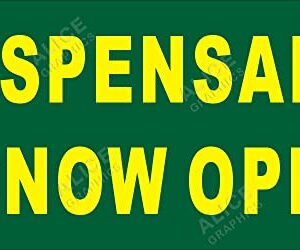 22" X 44" DISPENSARY NOW OPEN Vinyl Banner Sign (Design #6), Existing Text Change Available (Optional)