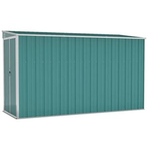 gecheer wall-mounted garden shed green 46.5"x113.4"x70.1", outdoor storage shed with door galvanized steel shed storage house for backyard garden patio lawn