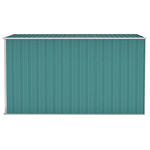 Gecheer Wall-Mounted Garden Shed Green 46.5"x113.4"x70.1", Outdoor Storage Shed with Door Galvanized Steel Shed Storage House for Backyard Garden Patio Lawn