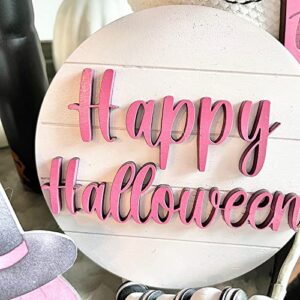 Halloween Decor-7Pcs Halloween Tray Decor-Cute Boo Ghosts with a Bow Pumpkin Happy Halloween Signs-Pink Farmhouse Rustic Tiered Tray Decor Items for Home Table House Room