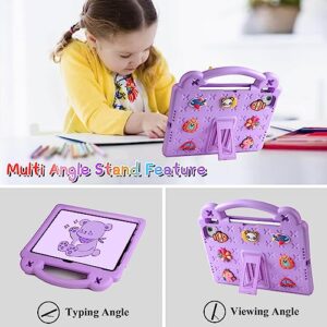 for iPad Air 5th/4th Generation Case,iPad 10th Generation Case 10.9'', iPad Pro 11 Inch Case 2022 2021 2020 with Straps Stand Handle Pencil Holder DIY Accessories,EVA Shockproof Cover for Kids-Purple