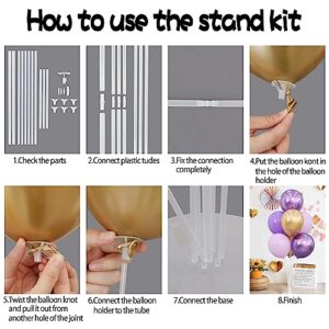4 Sets Balloon Stands Kit For Table Purple Gold Balloons Holder Sticks With Base Centerpiece Birthday Party Baby Shower Wedding Decoration