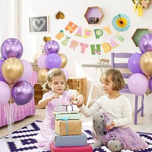 4 Sets Balloon Stands Kit For Table Purple Gold Balloons Holder Sticks With Base Centerpiece Birthday Party Baby Shower Wedding Decoration