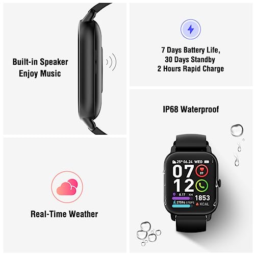 Smart Watch Answer/Make Calls, 1.85” HD Fitness Tracker Watch Heart Rate Sleep Monitor, Activity Tracker Smartwatch Pedometer, 112 Sports Modes, IP68 Waterproof Smart Watches for Men Women Android IOS