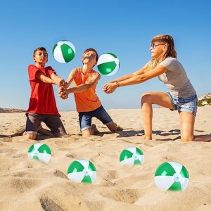 Glimin 14 Pcs Beach Balls Kids 20 Inch 10 Inch Inflatable Beach Balls Pool Party Toys Blow Up Beach Balls Bulk Toddler Summer Pool Water Outdoor Activity Beach Party Decorations (Green, White)