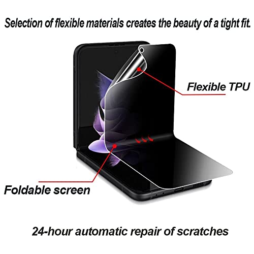 Hraxkaxu for Samsung Galaxy Z Flip 4 5G Privacy Screen Protector,Anti-Peeping Nano Soft Film Inner Screen+Out Up Screen Anti-Peeping Soft film Anti-Spy Protective Film, Transparent