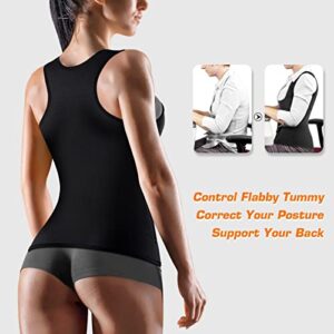 Cimkiz Sweat Vest Waist Trainer for Womens Workout Tank Zipper Vest Adjustable Belt Sauna Suit Compression (Black, 4X-Large)