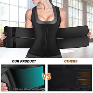 Cimkiz Sweat Vest Waist Trainer for Womens Workout Tank Zipper Vest Adjustable Belt Sauna Suit Compression (Black, 4X-Large)