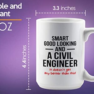 Flairy Land Civil Engineer Coffee Mug 15oz White -Smart Civil Engineer - Architect Bridge Engineer Builder Draftsman Interior Design Contractor