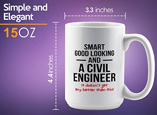 Flairy Land Civil Engineer Coffee Mug 15oz White -Smart Civil Engineer - Architect Bridge Engineer Builder Draftsman Interior Design Contractor