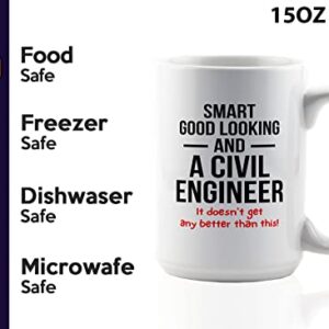 Flairy Land Civil Engineer Coffee Mug 15oz White -Smart Civil Engineer - Architect Bridge Engineer Builder Draftsman Interior Design Contractor