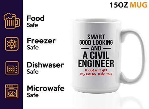 Flairy Land Civil Engineer Coffee Mug 15oz White -Smart Civil Engineer - Architect Bridge Engineer Builder Draftsman Interior Design Contractor