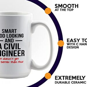 Flairy Land Civil Engineer Coffee Mug 15oz White -Smart Civil Engineer - Architect Bridge Engineer Builder Draftsman Interior Design Contractor