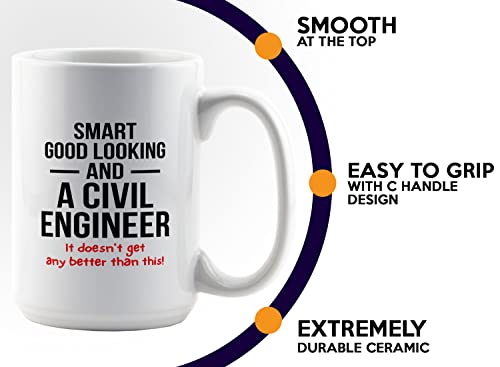 Flairy Land Civil Engineer Coffee Mug 15oz White -Smart Civil Engineer - Architect Bridge Engineer Builder Draftsman Interior Design Contractor