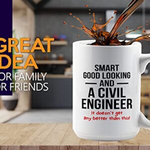 Flairy Land Civil Engineer Coffee Mug 15oz White -Smart Civil Engineer - Architect Bridge Engineer Builder Draftsman Interior Design Contractor