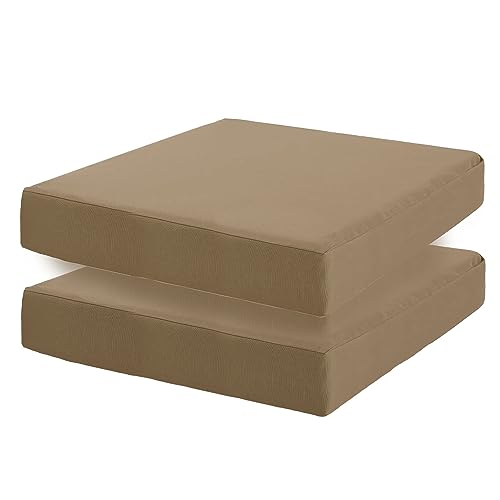 Lmeison Patio Chair Cushions 19 x 19 inch Waterproof Outdoor Chair Cushions Set of 2 Fade Resistant Outdoor Cushions for Patio Furniture Outdoor Seat Cushion for Garden Sofa Couch Chair, Taupe