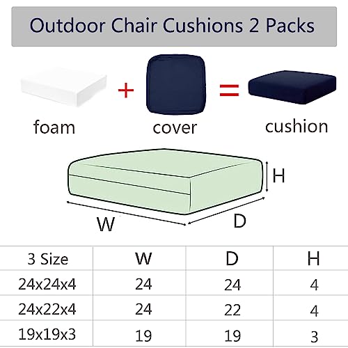 Lmeison Patio Chair Cushions 19 x 19 inch Waterproof Outdoor Chair Cushions Set of 2 Fade Resistant Outdoor Cushions for Patio Furniture Outdoor Seat Cushion for Garden Sofa Couch Chair, Taupe