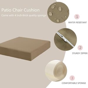 Lmeison Patio Chair Cushions 19 x 19 inch Waterproof Outdoor Chair Cushions Set of 2 Fade Resistant Outdoor Cushions for Patio Furniture Outdoor Seat Cushion for Garden Sofa Couch Chair, Taupe
